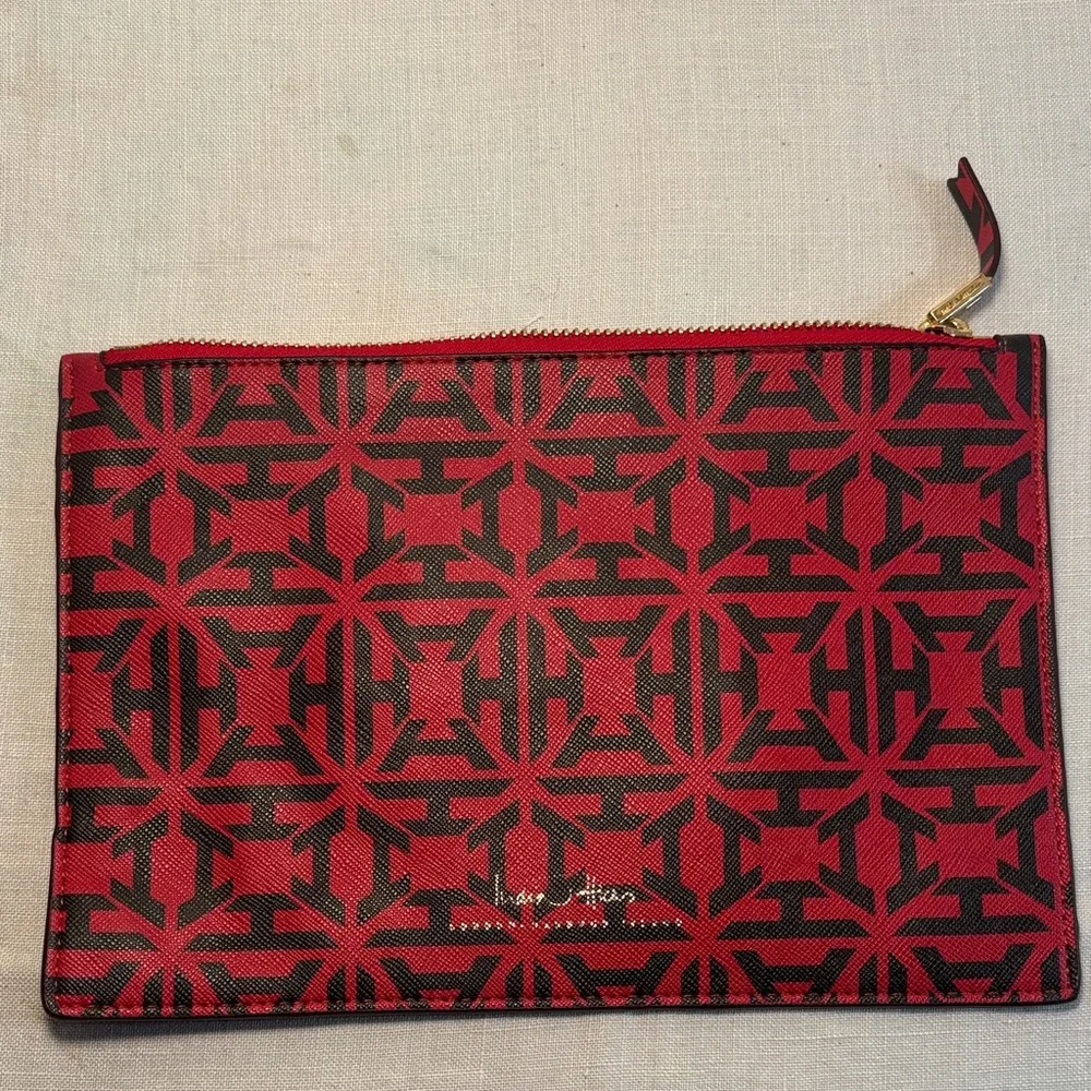India Hicks Flat Stanley Pouch Red Black Heritage Print